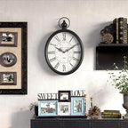 Menterry Oval Retro Wall Clock, Rustic Vintage Style, Battery Operated Silent - Image 6