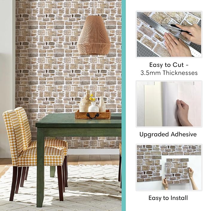 Commomy 10 Pcs 3D Stone Wall Panels Peel and Stick - Image 5