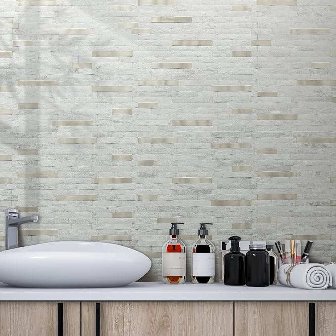 AULIGET 2 Sheets Faux Stone Peel and Stick Backsplash - Image 5