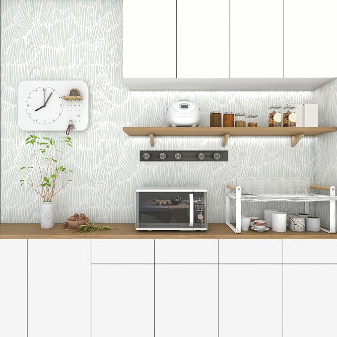 Theper Green Wallpaper Peel and Stick Wallpaper Boho 17.3"×275" Modern Striped - Image 7