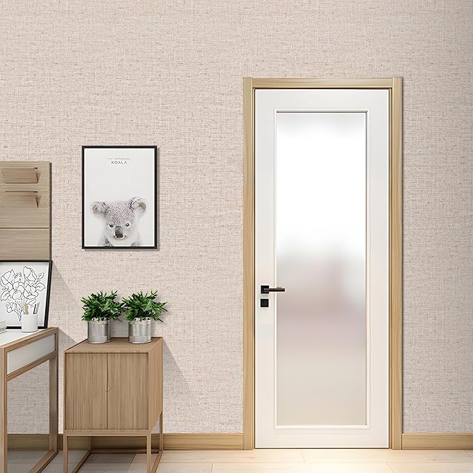 Beige Grasscloth Contact Paper 15.75x196.85inch Peel and Stick Wallpaper - Image 4