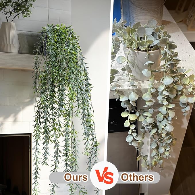 Artificial Hanging Plant 2 Pcs Faux Plant Ivy Vine Faux Eucalyptus Vines Fake - Image 3