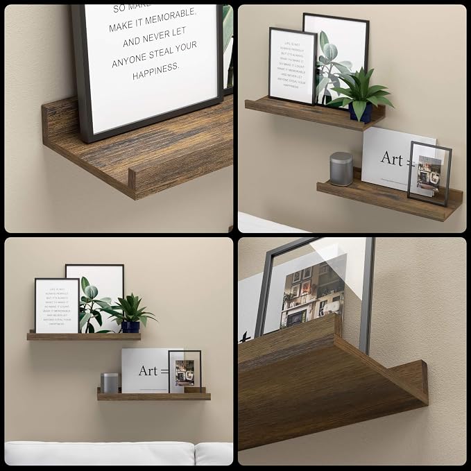 Boswillon Floating Shelves for Wall, Wall Mounted Shelves Set of 2, Rustic - Image 4