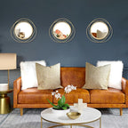 3 Set 9.5 Inch Gold Circle Mirrors Wall Decor Iron Frame Wire Mirror Metal - Image 2