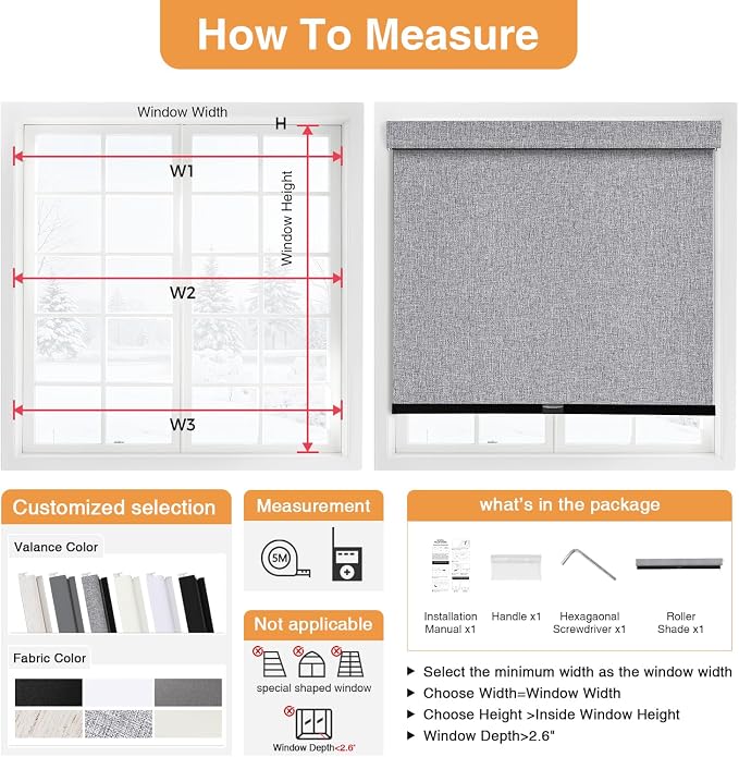 AOSKY No Drill Cordless Blackout Roller Shades - Image 5