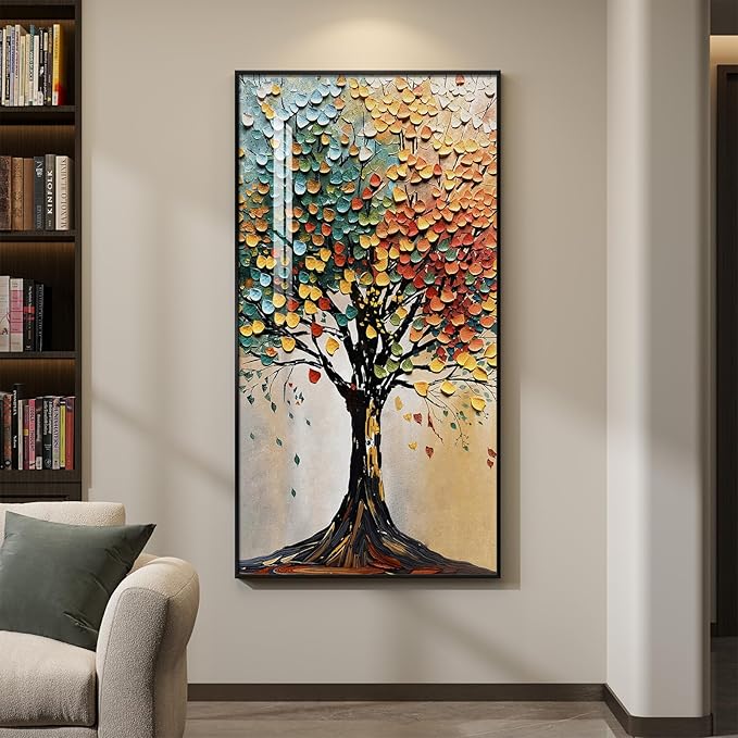 Large Framed Vertical Tree of Life Wall Art - Image 3