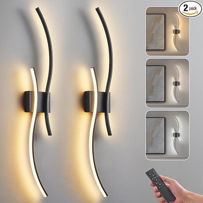 Battery Operated Wall Sconce Set of 2, Dimmable Modern LED Rechargeable Wall by Unknown