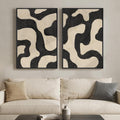 Framed Abstract Beige Black Wall Art by MXART
