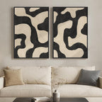 Framed Abstract Beige Black Wall Art by MXART