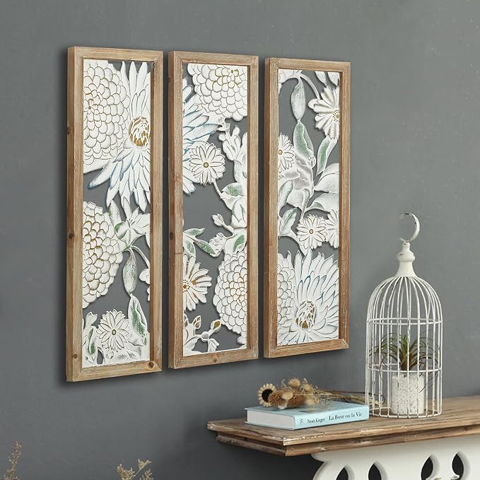 XIAOAIKA Boho Carved Wall Art Decor, 35.5 Inch Hand-Carved Panels, Antique - Image 6
