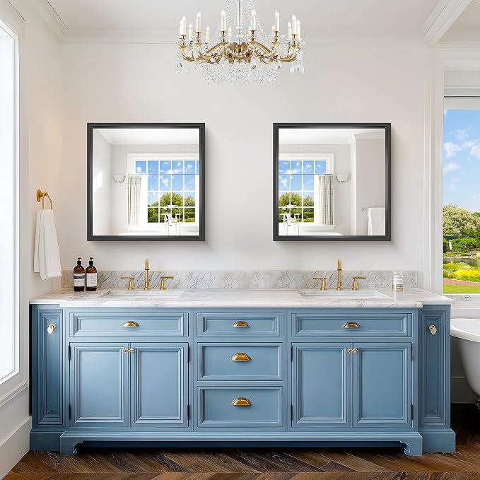 24x24 Square Black Mirror, Bathroom Mirrors - Image 2