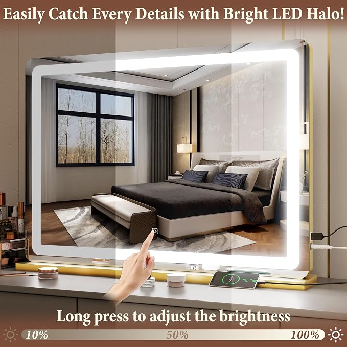 FENNIO Vanity Mirror with Lights 32"x22", Lighted Makeup Mirror, Large Vanity - Image 3