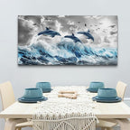 Wapluam Large Wall Art For Bedroom Blue Waves Of The Sea Wall Pictures Artwork - Image 6