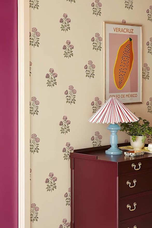 Vintage Floral Peel and Stick Wallpaper Retro Rose Flower Contact Paper - Image 2