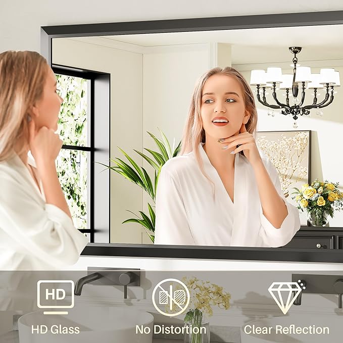 Briivue 60x28 Inch Black Bathroom Mirror - Image 3