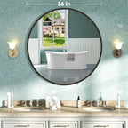NEWBULIG Round Bathroom Mirror for Over Sink, 36 Inch Wall Mount Vanity Circle - Image 2
