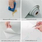 Grasscloth Peel and Stick Wallpaper 20.8"x394" Blue Thick Fabric Textured Linen - Image 6