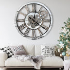 The B-Style Large Real Moving Gears Wall Clock 30 inch Rustic Retro Industrial - Image 3