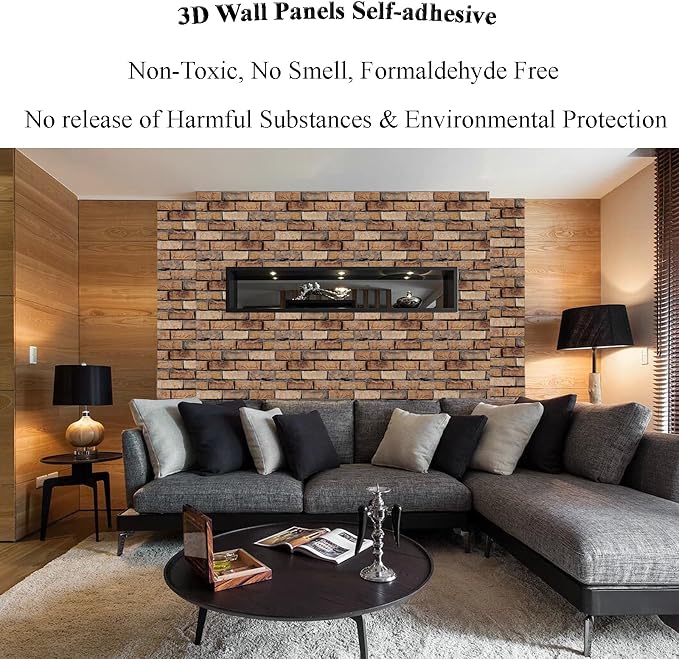 3D Wall Panels Peel and Stick, 10 Pack 3D Waterproof Self-Adhesive Wallpaper - Image 3