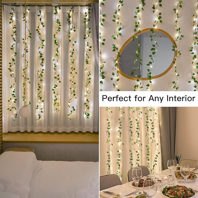 suddus Vines with Lights, 200 LED Fairy Lights with Vines, Pothos Curtain - Image 4