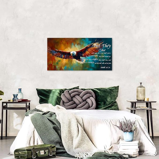 Christian Wall Art Eagle Decor Isaiah 40 31 Wall Art Bible Verse Wall Decor - Image 3