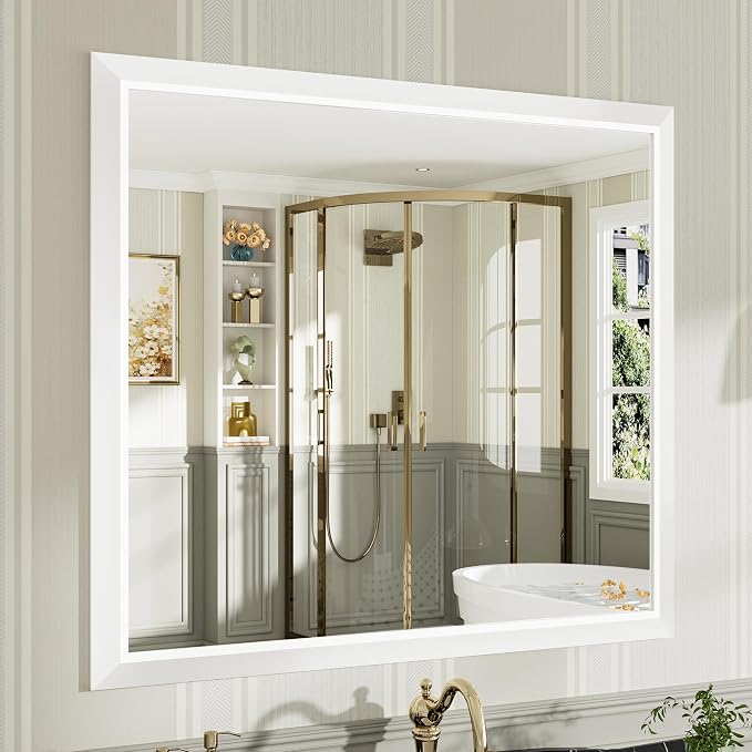 40x36 Inch White Bathroom Mirror by Briivuemodernmirrors