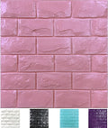 11PCS 3D Wall Panels Peel and Stick Faux Brick Wallpaper Pink Self Adhesive by Yutianli