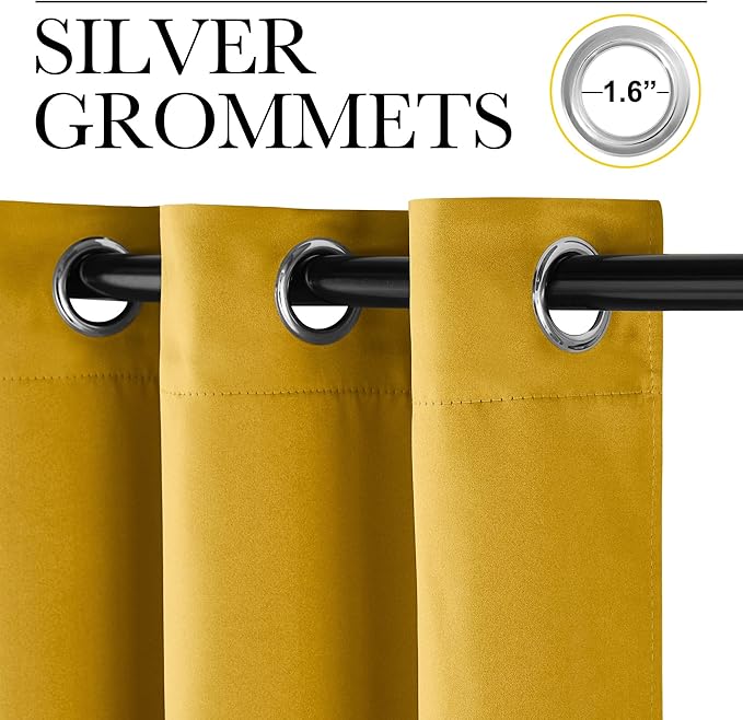 NICETOWN Gold Blackout Cafe Faux Silk Curtains - Image 2
