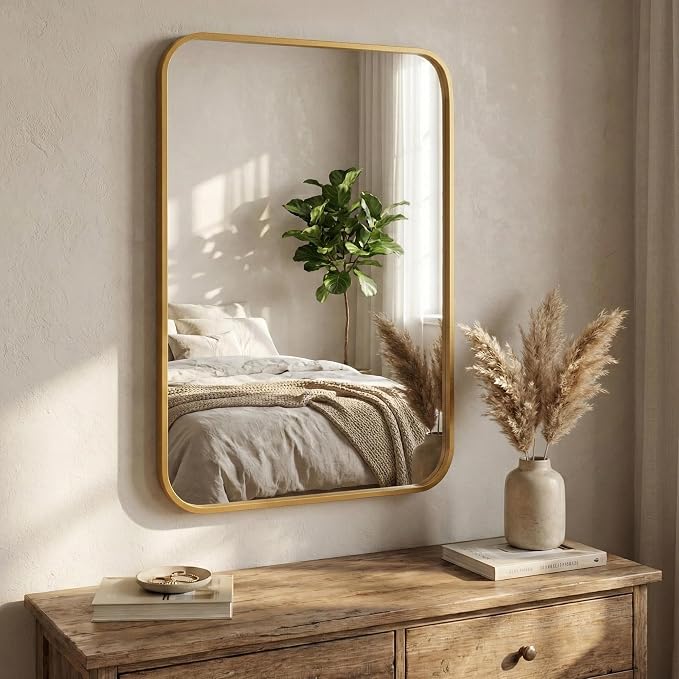 2-Pack 24x36 Inch Matte Gold Bathroom Vanity Mirrors | Flush Mount Deep Set - Image 8