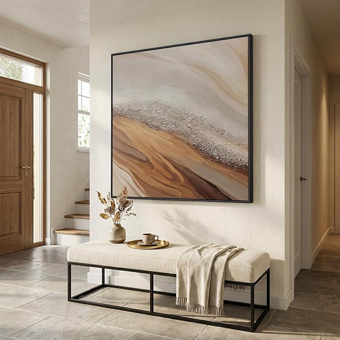 Extra Large Framed Neutral Abstract Wall Art - Image 4