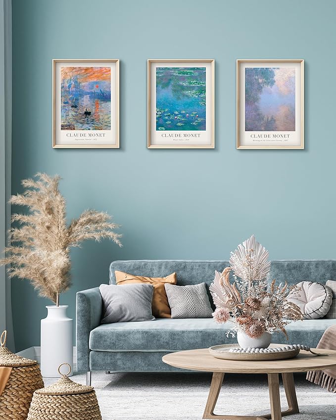 Framed Claude Monet Water Lilies Canvas Wall Art, Vintage Impressionist - Image 3