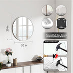 SCWF-GZ 20" Round Mirror Circle Wall Mounted Hanging or Against Wall Metal - Image 3