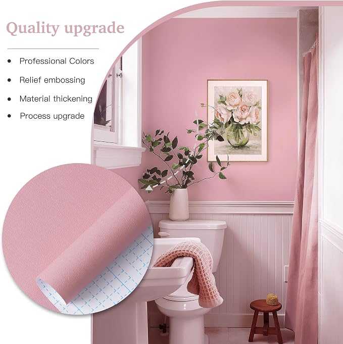 Dimoon 17.7''x236'' Peel and Stick Wallpaper Pink Contact Paper - Image 6
