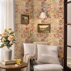 Ismoon Vintage Floral Peel and Stick Wallpaper Deep Beige Contact Paper - Image 3