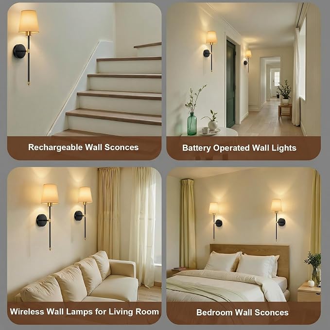 IRONPAX Wall Sconces Battery Operated Set of 2, Wireless Rechargeable Wall - Image 4