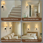 IRONPAX Wall Sconces Battery Operated Set of 2, Wireless Rechargeable Wall - Image 4