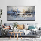 Abstract Wall Art Wall Decor Blue and Gray White Modern Canvas Art Print - Image 2