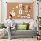 Large Cork Bulletin Board 60" X 36", Wall Mounted Notice Pin Board - Image 2