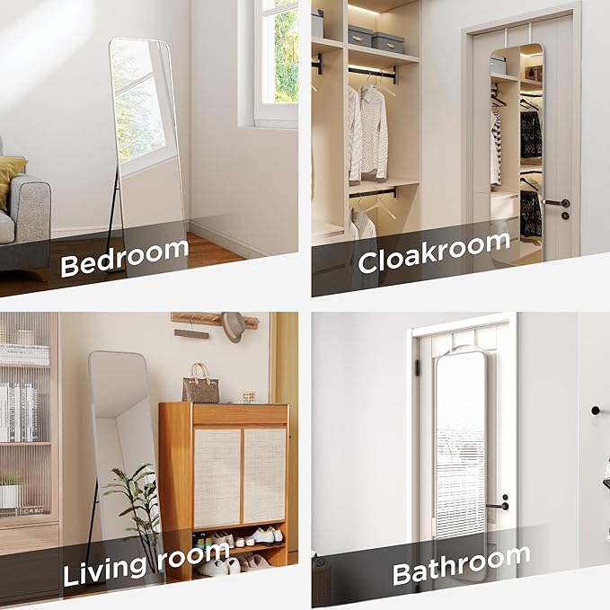 SCWF-GZ 57x16 Door Hanging Full Length Mirror, Floor Stand Wall Mounted Metal - Image 2