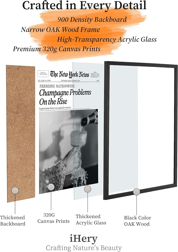 iHery Small Premium Natural Black OAK Wood 8x10in Champagne Problems On the - Image 3