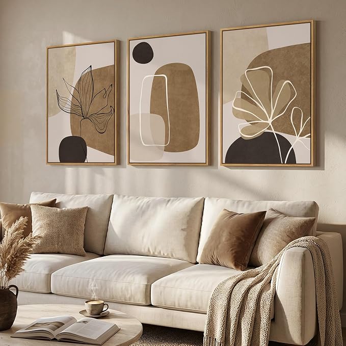 Large Framed Neutral Boho Wall Art - Image 2
