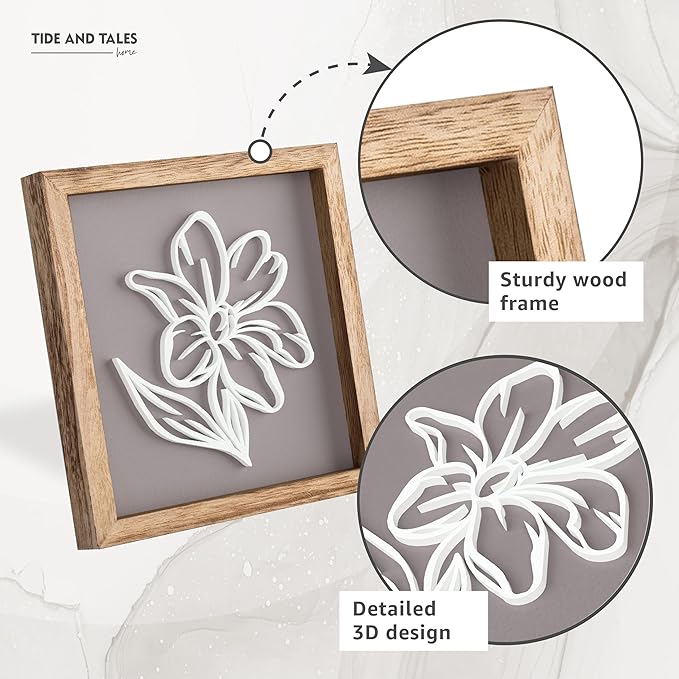 Tide and Tales 3D Botanical Floral Wall Art Ready-to-Hang Lightweight Boho Decor - Image 4