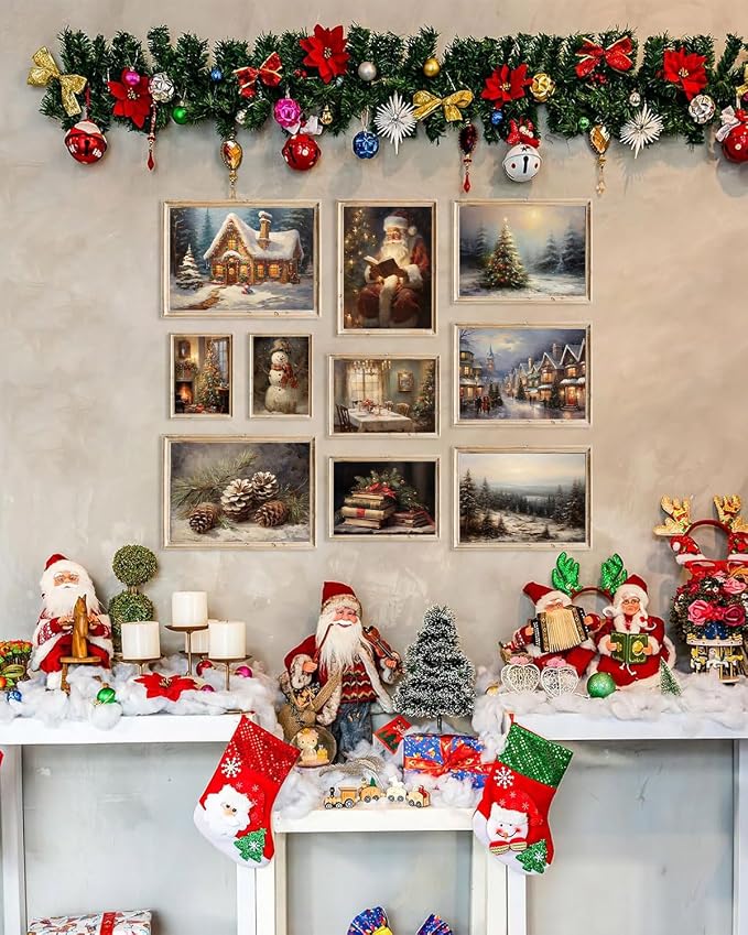 KBKBART Christmas Wall Art Prints Set of 10, Winter Christmas Picture Wall - Image 5