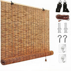 Bamboo Roller Shades for Outdoor Patio, Waterproof Sun Shades Privacy Blinds by Unknown