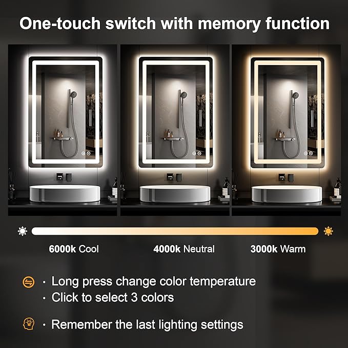 Led Mirror for Bathroom, 30x20 Bathroom Vanity Mirror for Wall - Image 3