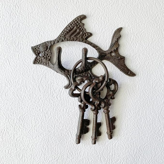 Rustic Fish-Shaped Decorative Wall Hook Rack Hangers - Image 6