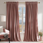 NICETOWN Dusty Rose Pink Velvet Curtains 84 inches Long- Blackout Curtains by NICETOWN