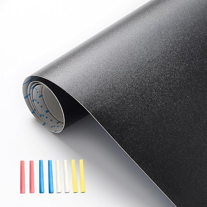 Chalkboard Wallpaper Peel and Stick, 35.4"x118.1" Blackboard Contact Paper Self by Borskyn