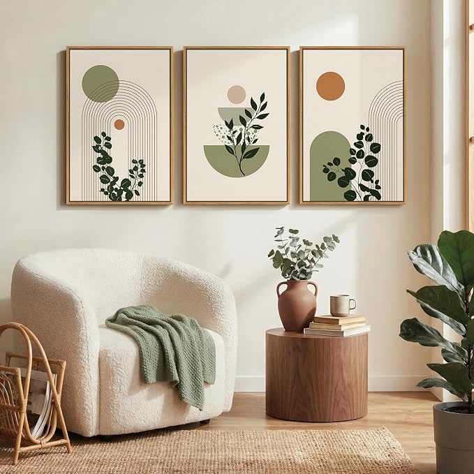 3 Piece Framed Abstract Boho Wall Art - Image 3