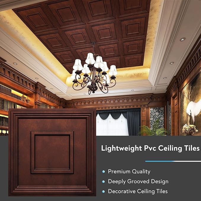 STICKGOO Glue Up Ceiling Tiles, 24x24 Inch PVC Decorative Drop Ceiling Tile - Image 4